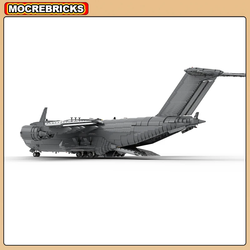 MOC 빌딩 블록 군사 수송 항공기, 보잉 C-17 글로브마스터 III, 전략 전투기 조립 모델, 기술 브릭 장난감