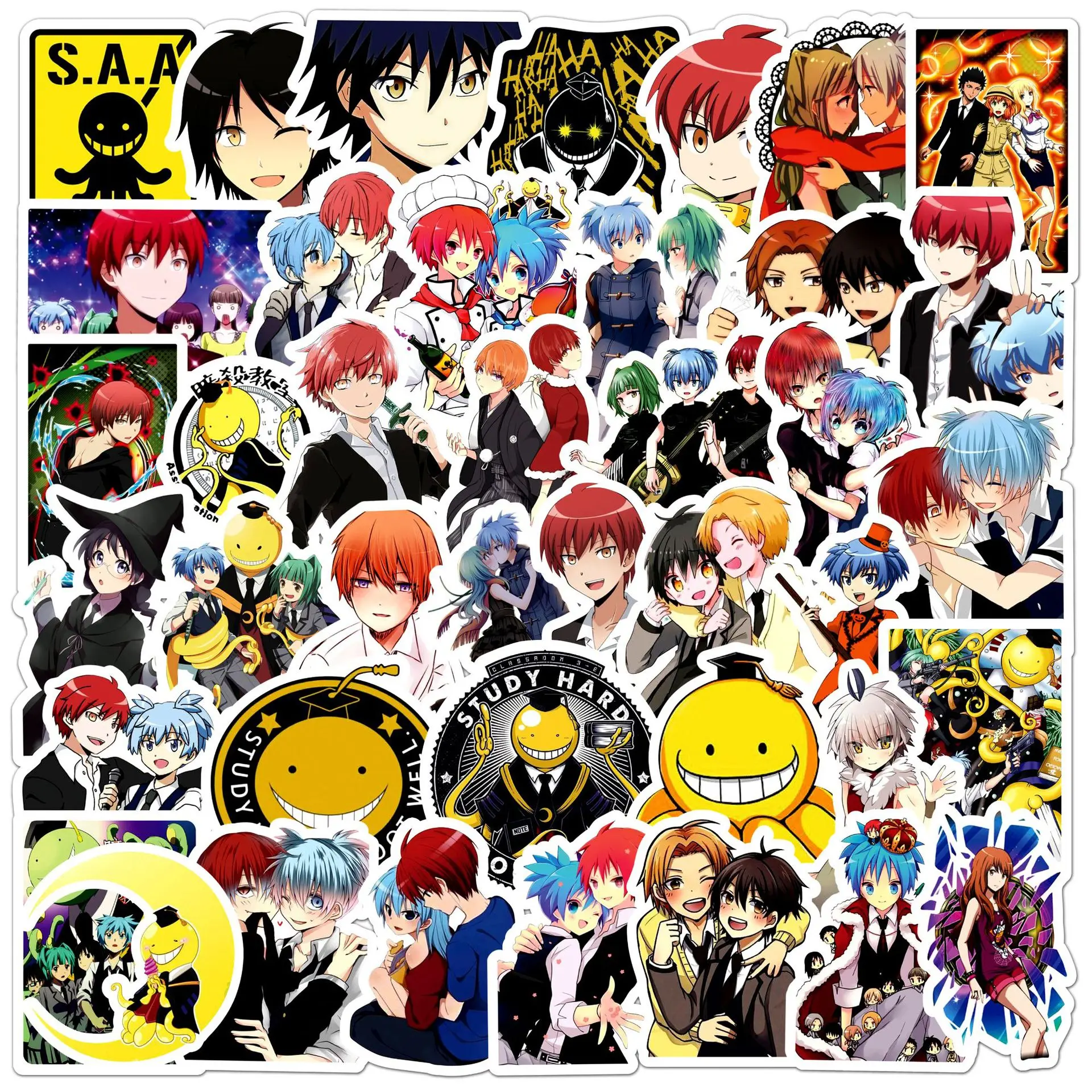 50 pegatinas divertidas de animación de Assassination Classroom para equipaje, portátil, teléfono, guitarra, coche, bicicleta, monopatín