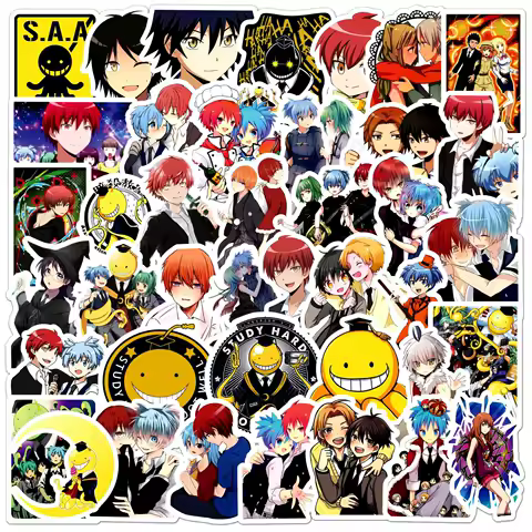 50Pcs Funny Animation Stickers Assassination Classroom Cartoon Sticker Luggage Laptop Phone Guitar Car Bike Skateboard
