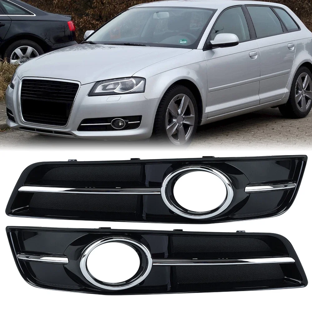 8P 0807681 J 8P 0807682 J 앞 범퍼 안개등 그릴 프레임 베젤 커버(Audi A3 8P 2010-2013용 크롬 링 포함)(S-line용 아님)