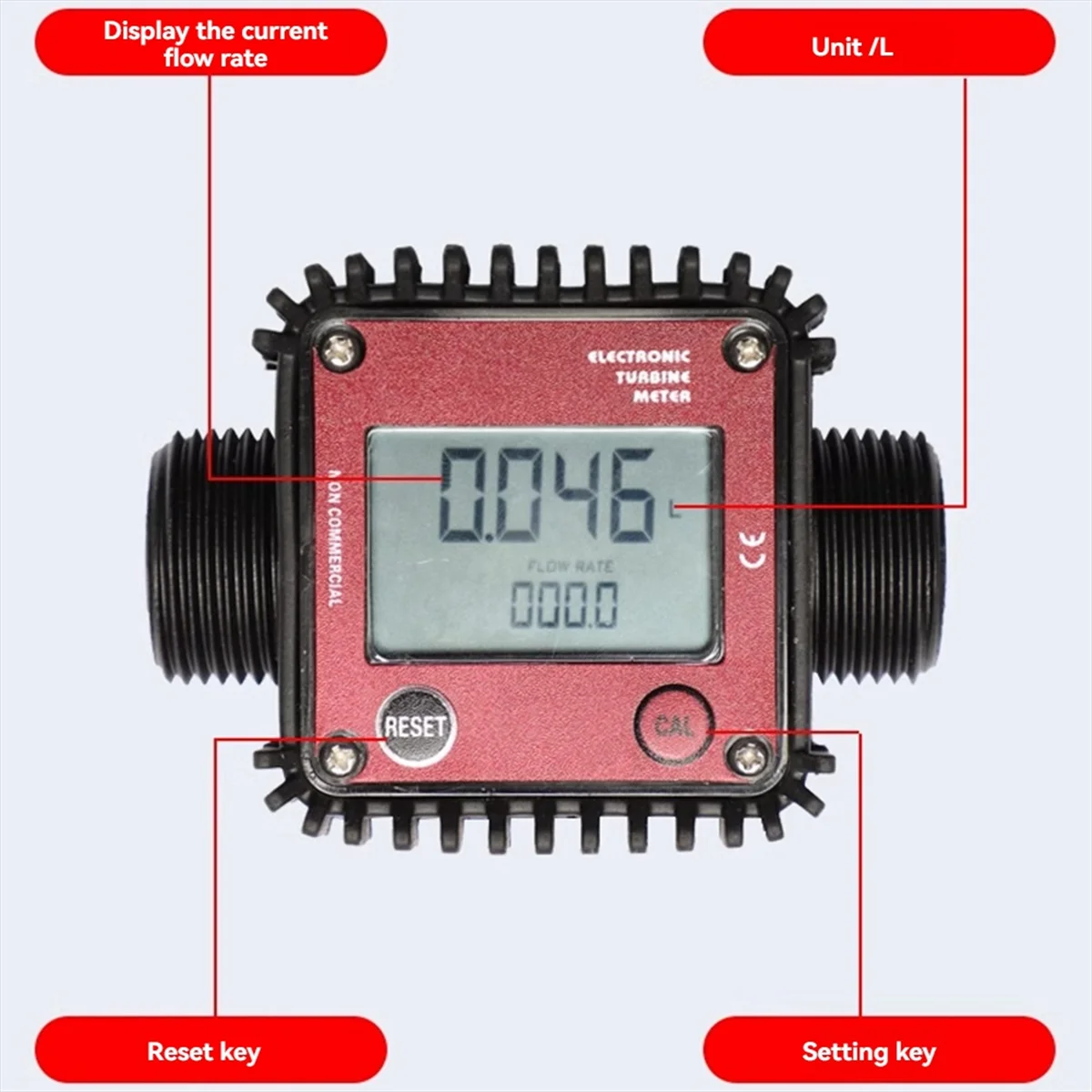 AA98 K24 مقياس تدفق التروس الرقمي مع شاشة LCD لزيت الوقود والماء واليوريا والعتاد تدفق متر الموضوع