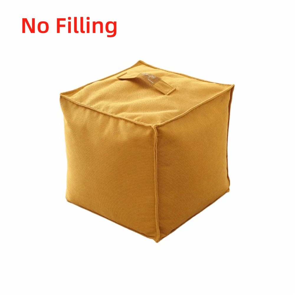 No Filling Seat Cushion Cover Large Capacity Soft Sofa Stool Cover Square With Handle Unstuffed Footstool Home Decor