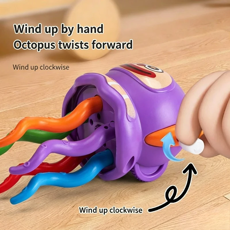Wind Up Dancing Octopus Toy Clown Shape Crawling Dancing Toys Fun Creative Stress-relief Toy for Kids Toddler Development Gift