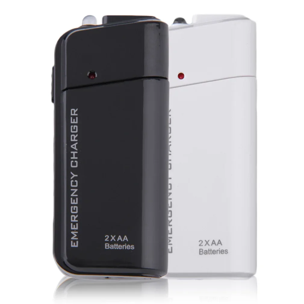 USB Emergency 2 AA Battery Extender Charger Power Bank Power Case for iPhone Mobile MP3 MP4 Black White