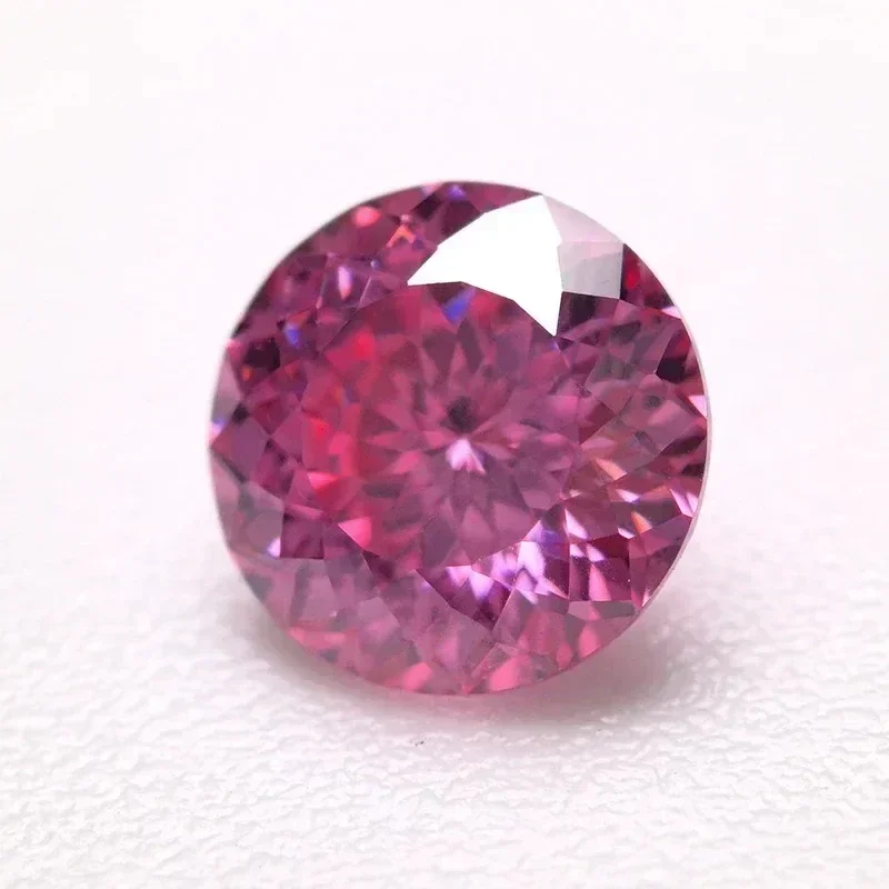 Piedra moissanita forma redonda 100 caras corte diamante color rosa con certificado GRA para dijes cuentas para fabricación de joyas