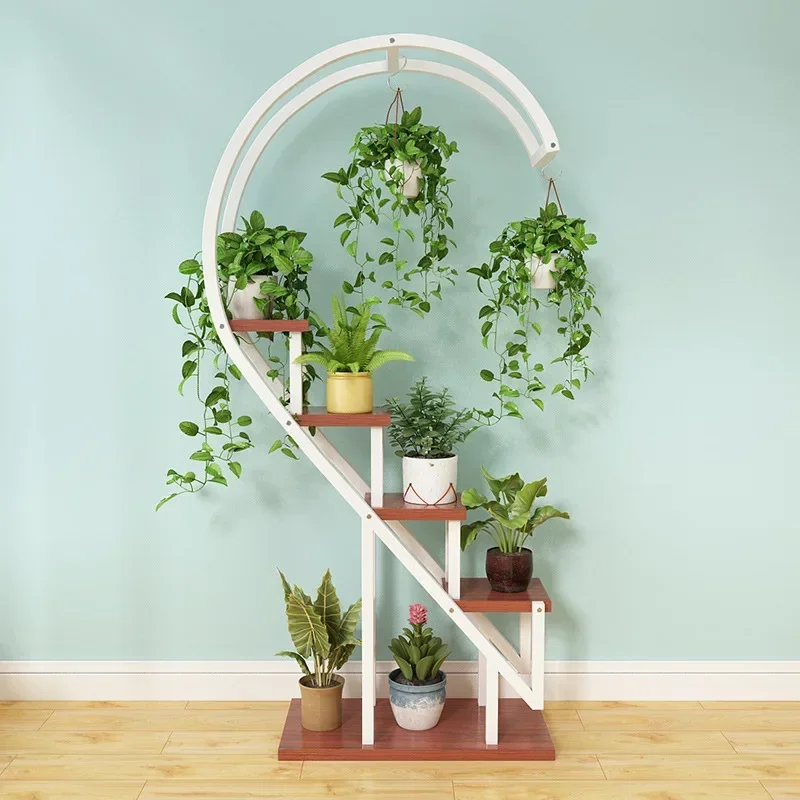 Multi-Layer Metal Plant Holders Wrought Iron Plant Shelf Heart-shaped Flower Stand