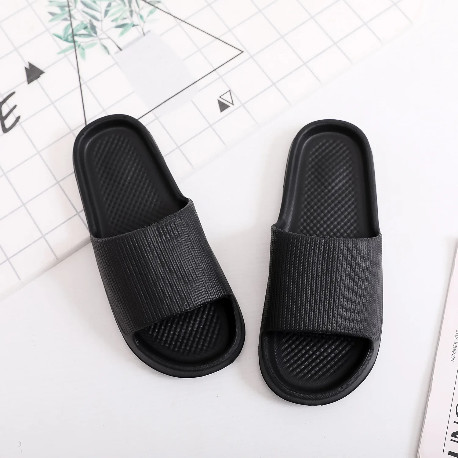 Soft Home Slippers Men Summer Indoor Skid Proof Bathroom Slippers Sandals Hotel Solid Color Men Flip Flops Flat Shoes Slides image 5