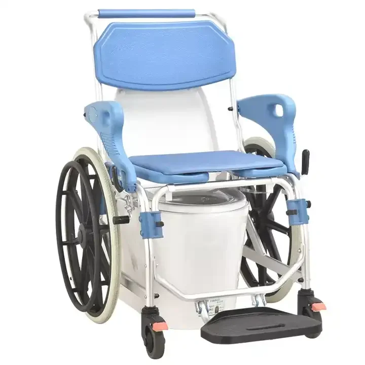 

Hot Sale Two Wheels Patient Commode Bathroom Toilet Chair Potty for Elderly