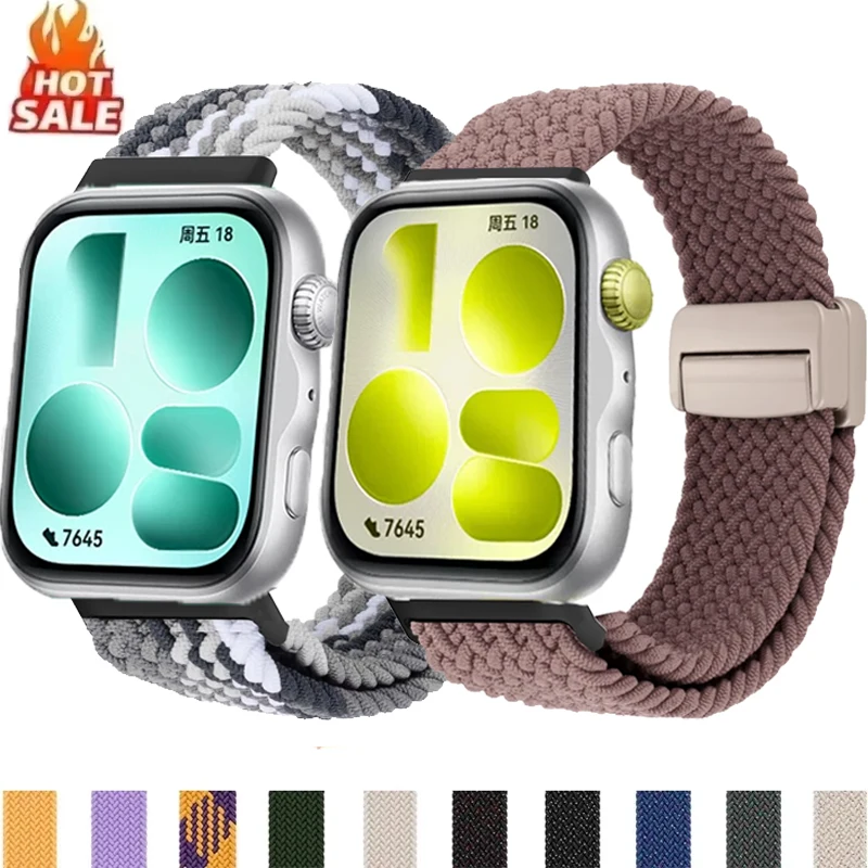 Magnetisches geflochtenes Nylonarmband für Huawei Watch Fit 5/Fit 5 Pro Sportarmband für Huawei Watch Fit 3/Fit 4/Fit 4Pro Correa Gürtel