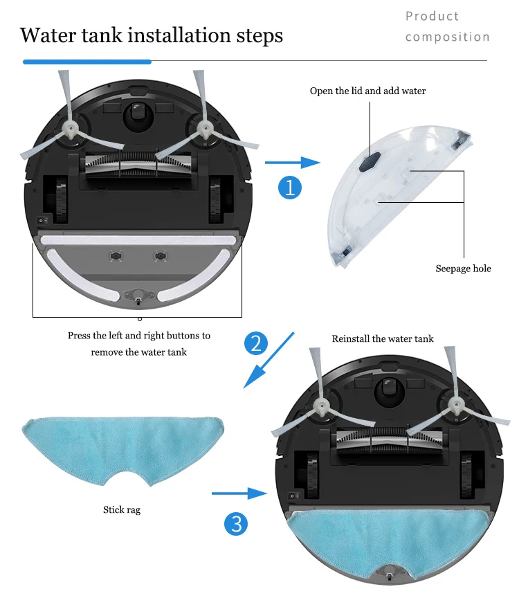 乾湿両用、落下防止、アプリ＆リモコン両対応、電動充電式ロボット掃除機、ロボットモップ