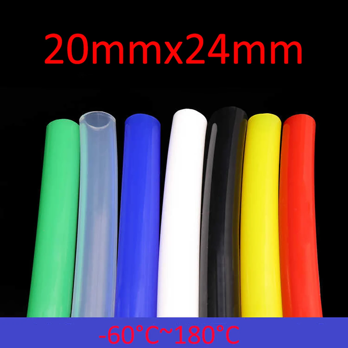 ID 20mmx OD 24mm Silicone Tube Flexible Rubber Hose Food Grade Soft Drink Pipe Water Connector Black Red Blue Green Transparent