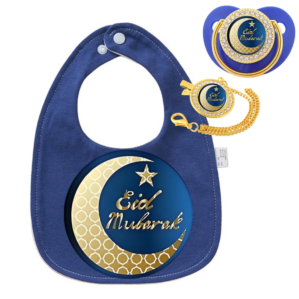 Breathable Muslim Printed Baby Bib Practical Pacifier Clip Soothing Silicone Pacifier Sweet Newborn Outfit Set Convenient Daily