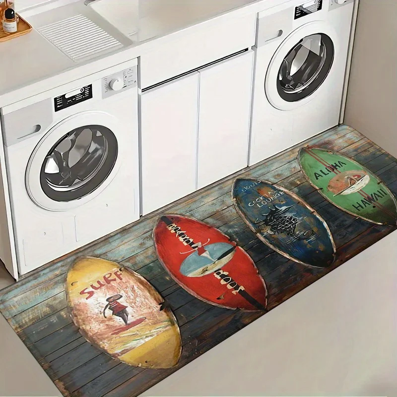 Surfboard Pattern Kitchen Hallway Runner Carpet Mat Tropical Beach Style Home Decoration Rug Laundry Room Entryway Floor Mats