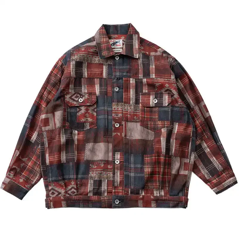 Indian American Retro Ethnic Style Custom Pattern Fabric Spring Autumn Jackets Men's and Women's Coat Trendy