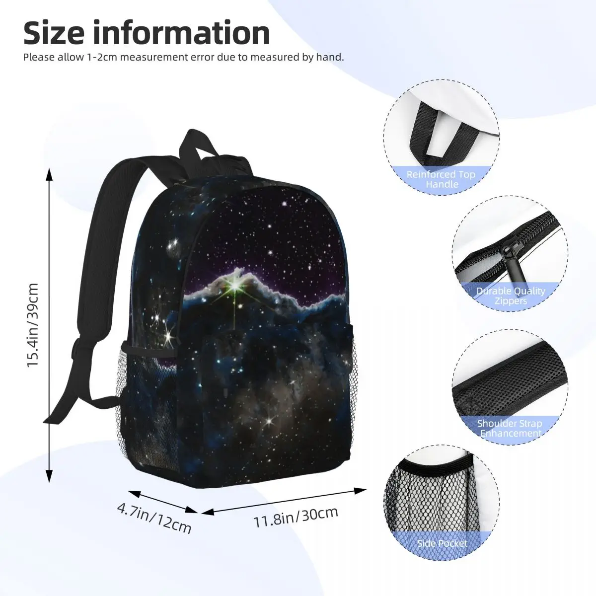 Cosmic Cliffs Carina Nebula Blue Purple Dark Backpacks Boys Girls Bookbag Children School Bags Travel Rucksack Shoulder Bag