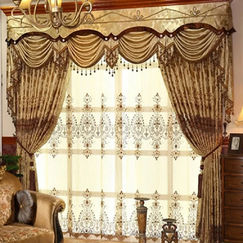 Curtains for Living Dining Room Bedroom European Style Hollow Out Water Soluble Embroidery Embroidery High Shading Windows Door