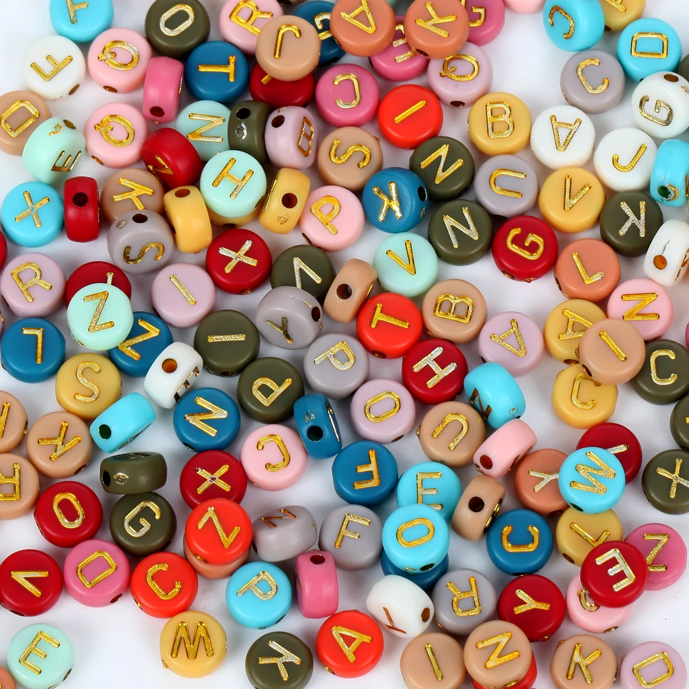 1000pcs 7mm Colourful Morandi Letter Acrylic Beads Round Flat Alphabet Beads For DIY Jewelry Making Handmake Bracelet Necklace
