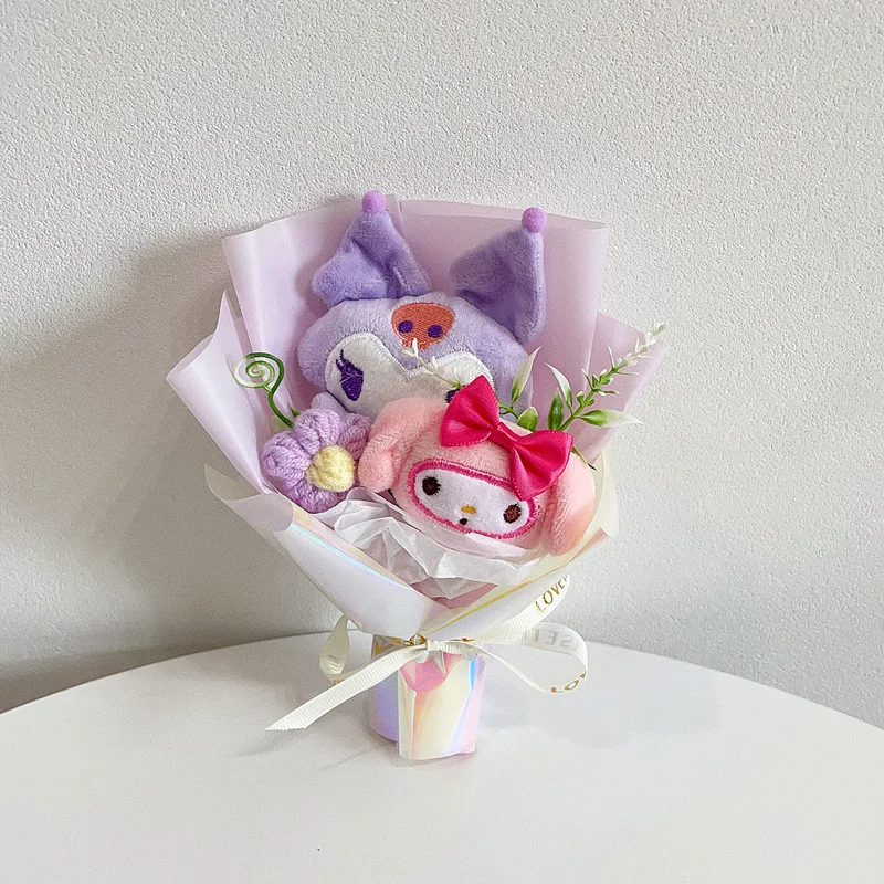 20 cm/7.87 pollici Bouquet di fiori Peluche Melody Cinnamoroll Hello Kitty Kawaii Anime Periferiche Regalo di San Valentino Decorazione di compleanno Giocattolo