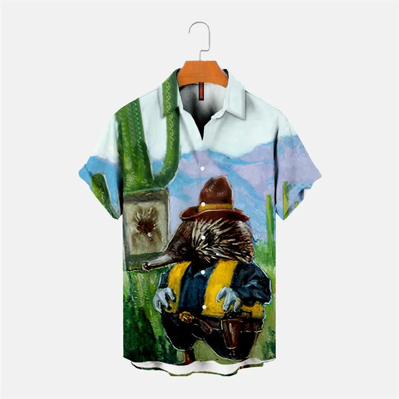 

Гавайские рубашки с 3D принтом и милым животным и овечьим узором для мужчин, летняя пляжная рубашка с короткими рукавами и пуговицами, верхняя мужская рубашка для серфинга