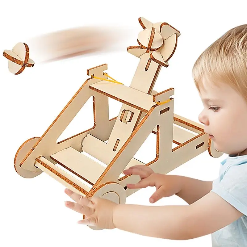 Kit de modèle de catapulte en bois, jouets d'assemblage de véhicules, blocs de construction d'assemblage scientifique, jouet pour enfants