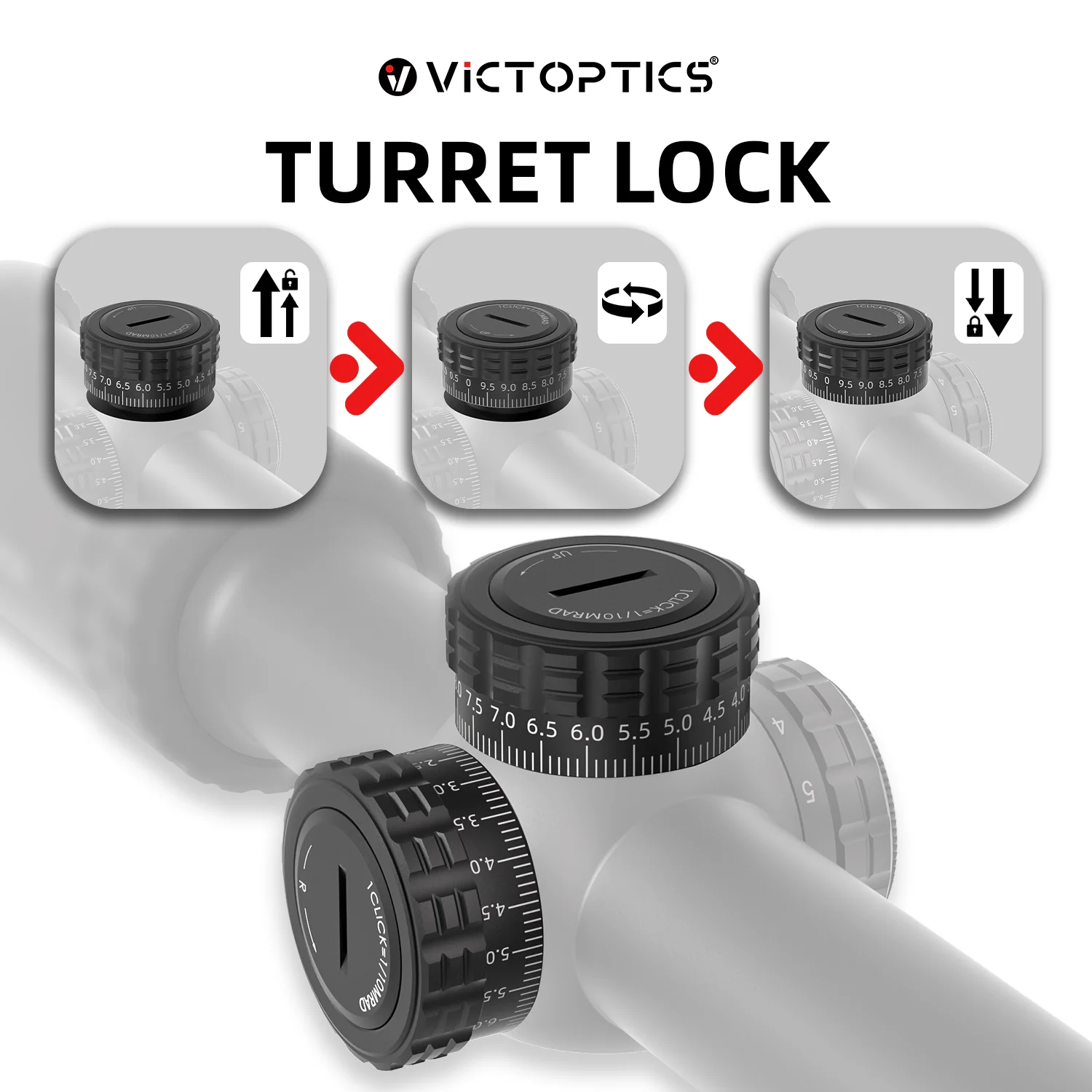 VictOptics S10 1-10x24 SFP Mira telescópica táctica iluminación roja y verde - imagen 5
