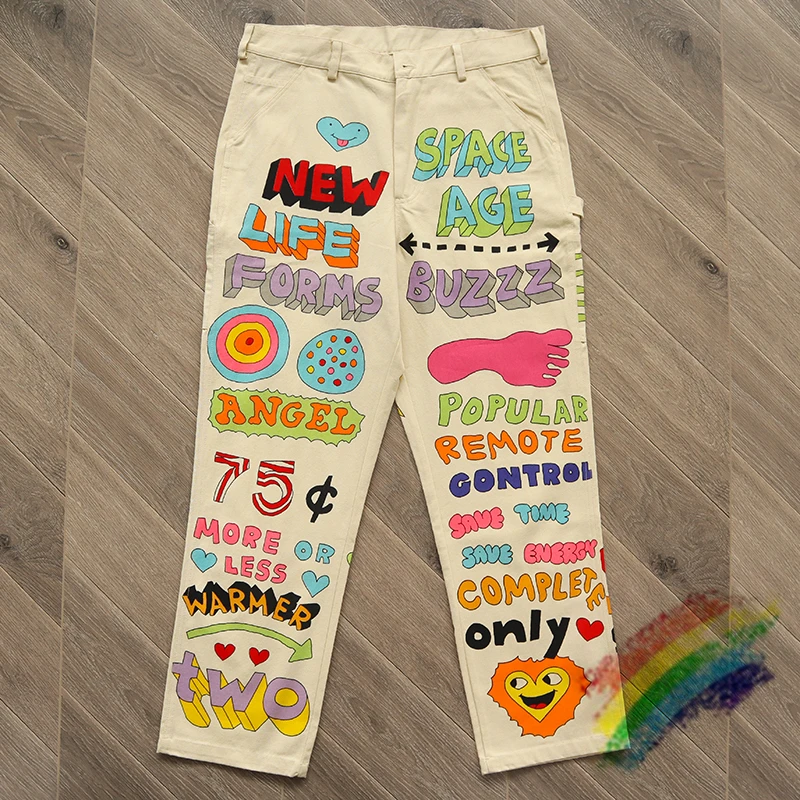 

Vintage Colorful Graffiti Hand Painting Cargo Pants Men Women Top Quality Summer Style Trousers