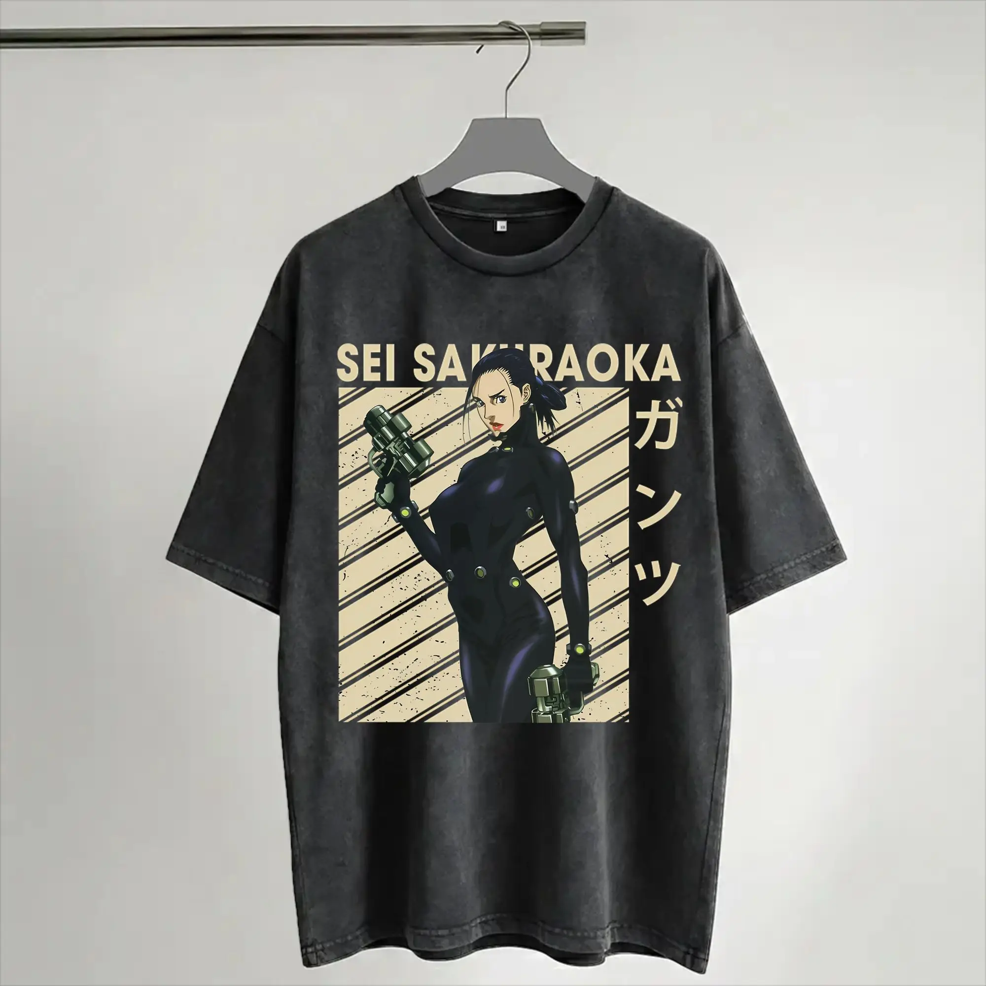 Harajuku Washed Shirt GANTZ Beyond the Abyss  Apparel Vintage T-Shirts Oversize  Streetwear Short Sleeve Printed Tee Shirt