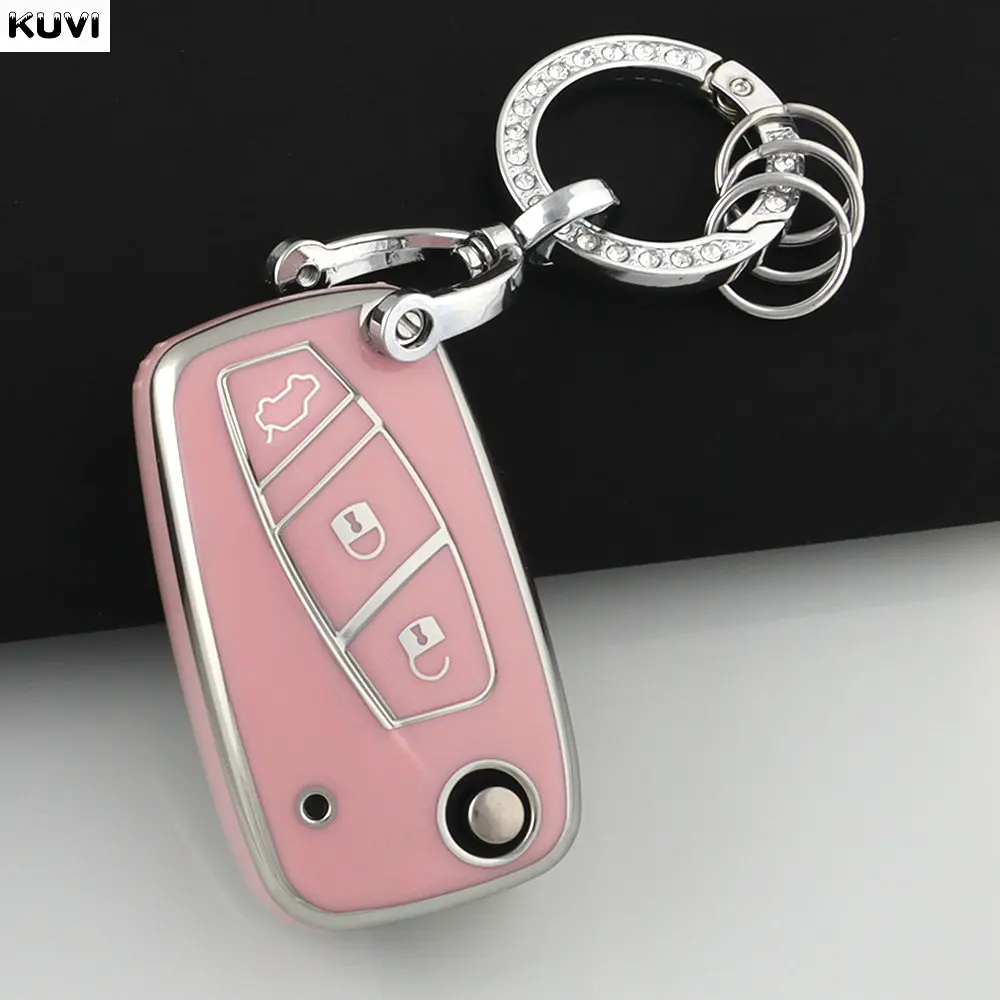 Mode TPU Auto Flip Schlüssel Fall Abdeckung Für FIAT 500 Panda Stilo Ducato Punto Doblo Bravo 3 Tasten Geschützt halter Tasche Zubehör