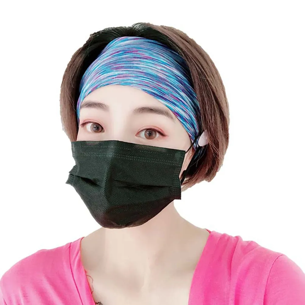 2Pcs Elastic Headband Button Hair Band Soft Breathable Fashion Hair Accessory for Fitness Running Yoga Mask Button Hairband