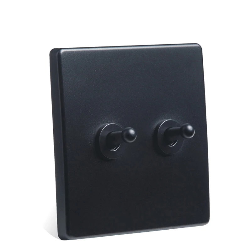 Wall Light Brass Lever Toggle Switch Black Matte Panel 10A 110-220V For Home Improvement