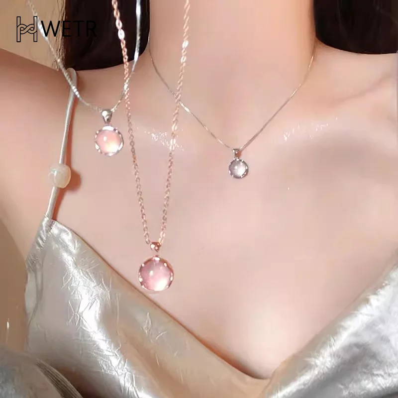 Элегантное простое круглое ожерелье с опалом для женщин и девочек, модная милая цепочка на ключицы, ожерелье с расширенным смыслом, ювелирные изделия, подарки на день рождения