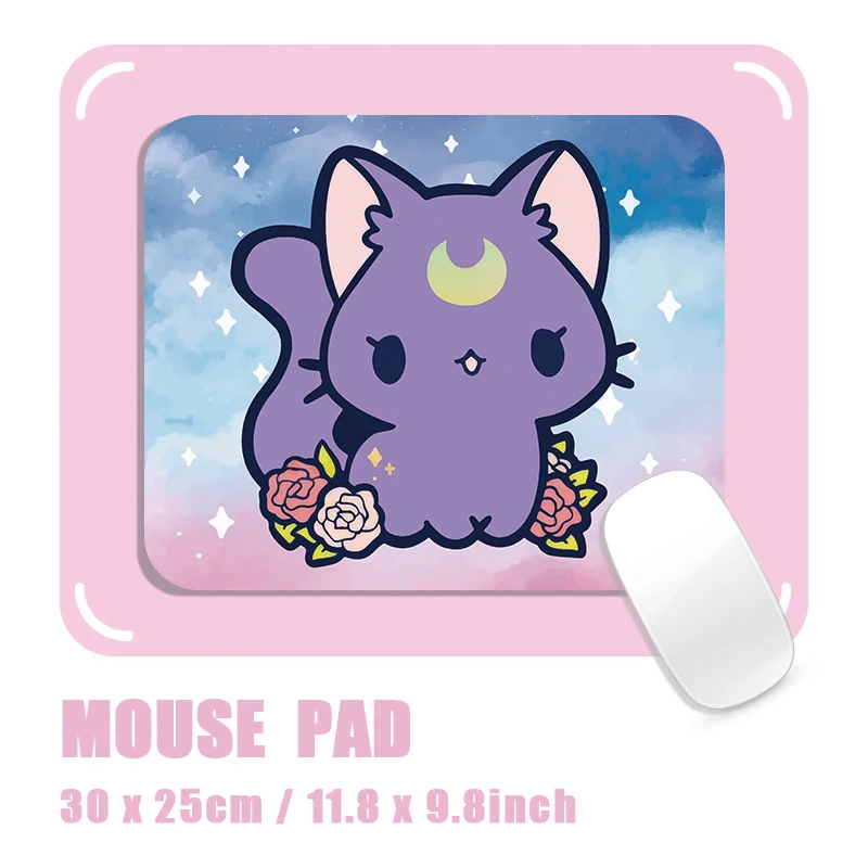 Cute Funny Cat Mouse Pad, Kawaii Small MousePad, Pink, Lovely Kitten, Computer Laptop Mat, Travel Portable Mouse Mat