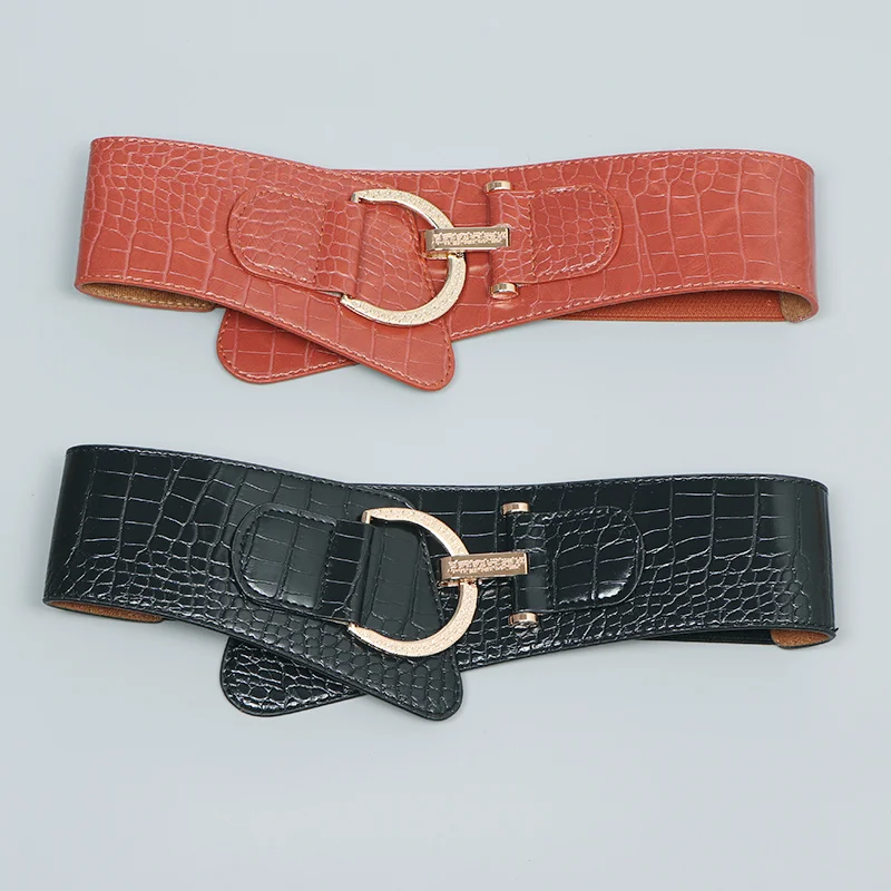 مشد خصر نسائي لخريف وشتاء 2025 - جلد تمساح أسود 80 سم، حزام عصري مرن، إبزيم على شكل حرف D فاخر للفستان والشركات #4