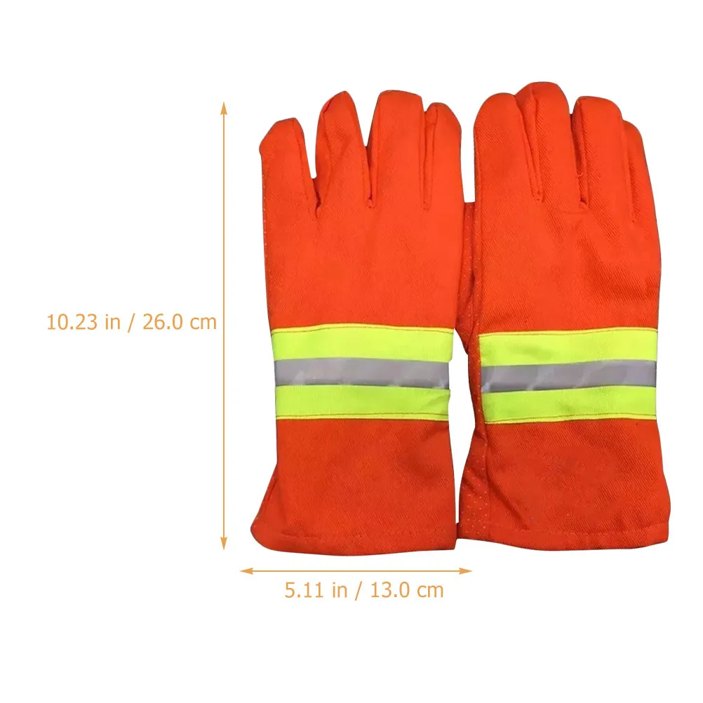 1Pair Flame Resistant Insulated Rescue Gloves Thickened Cotton Yarn Heat Resistant Outdoor Working Gloves Fireproof Non Slip