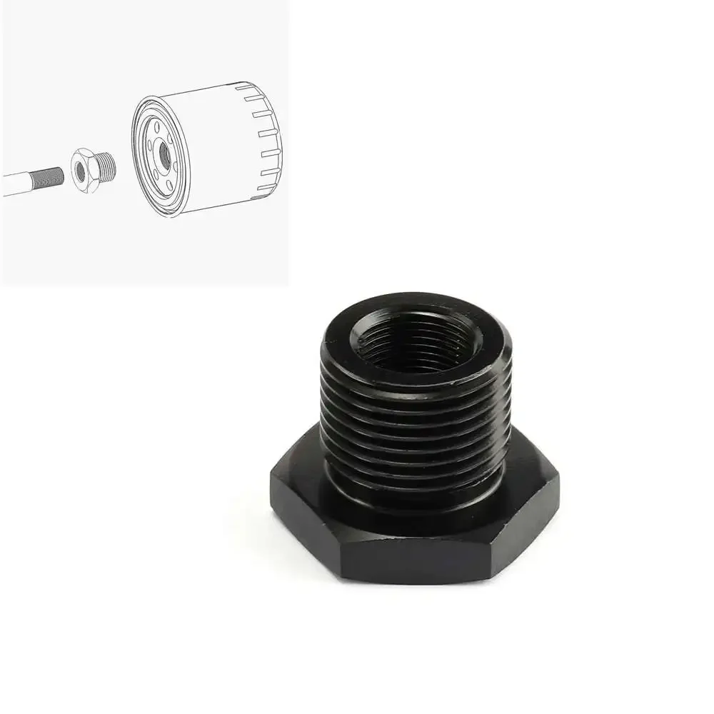 Automotive Threaded Oil Filter Adapter Black Aluminum Black