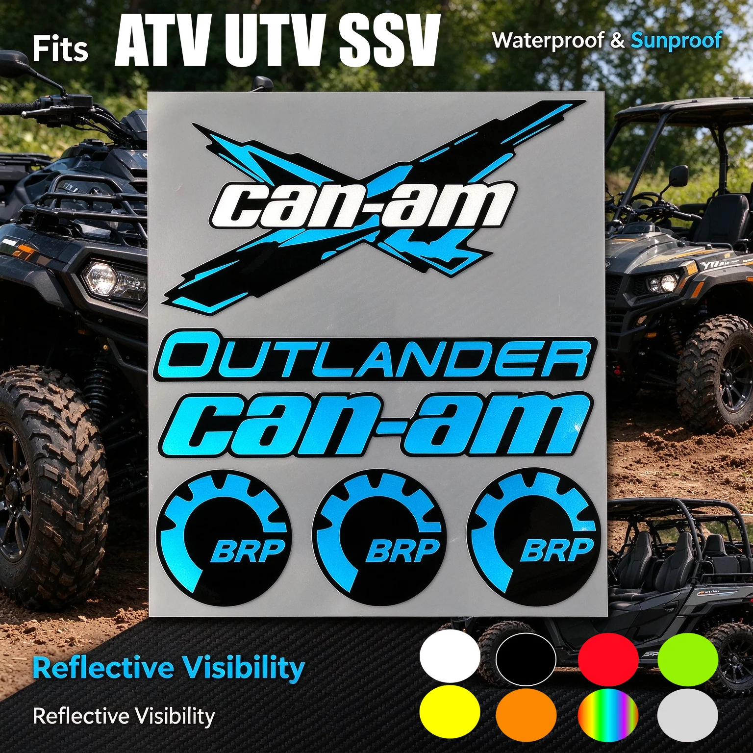 For BRP CAN-AM Decal ATV UTV SSV Vehicles Rotax PRO Pvc Stickers Racing Power Sport ReflectiveSticker Quad Accessories