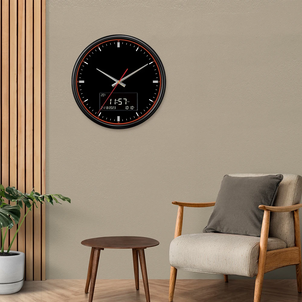 이슬람 시계 Azan 벽시계 Hijri 달력이있는 디지털 아날로그 시계 Azan기도 시간 Fajr 알람 모스크 벽시계