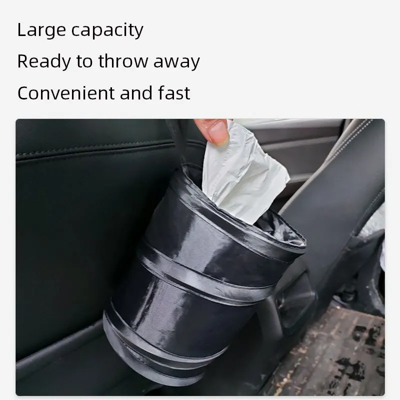 Car Trash Can Portable Durable Foldable Hanging Car Storage Bucket Chair Back Oxford Cloth Storage Bag Trash Can 1pc