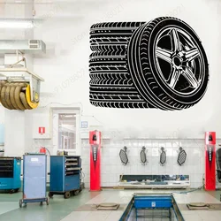 Tyres Wall Stickers Race Car Wheel Auto Motorcycle Sport Tire Shop Auto Repair Service Vinyl Decor Garage Decals Wallpaper S572