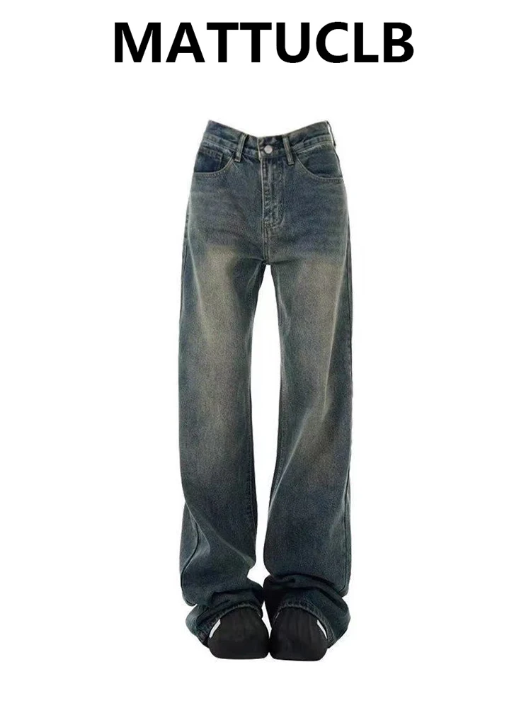 

Women's Baggy Jean Straight Denim Pants American Retro Y2k Simple Wide Fit Cowboy Japanese Harajuku Long Trousers Boyfriend New