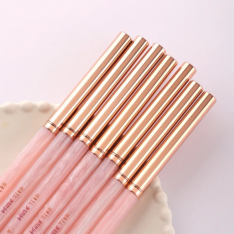 Brosse à ongles triangulaire en forme de pétale, 2 pièces, brosse à dessin en acrylique pour Nail Art, grille de fleur, Extension de GEL UV, stylo de dessin constructeur