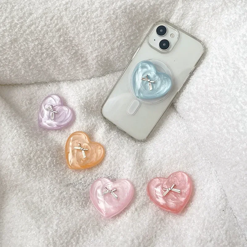 Fashion Ribbon Bowknot 3D Love Heart Phone Holder Foldable Grip Tok Universal Smart Tok For iPhone Samsung Socket Lazy Bracket