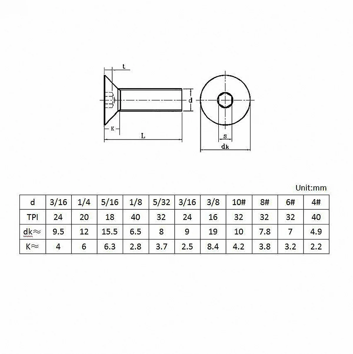 10 pz BSW Filettatura 3/16-24 Grado 10.9 Bulloni a testa svasata in acciaio ad alta resistenza Viti a brugola da 3/8 "a 1-1/2" di Lunghezza