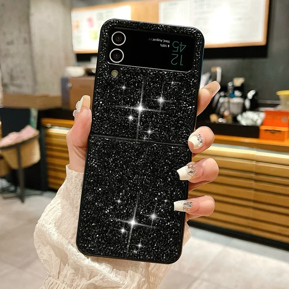 Роскошный чехол для телефона со сверкающими бриллиантами и стразами для Samsung Galaxy Z Flip 6, 5, 4, 3, 5G, ультратонкий противоударный защитный мягкий чехол
