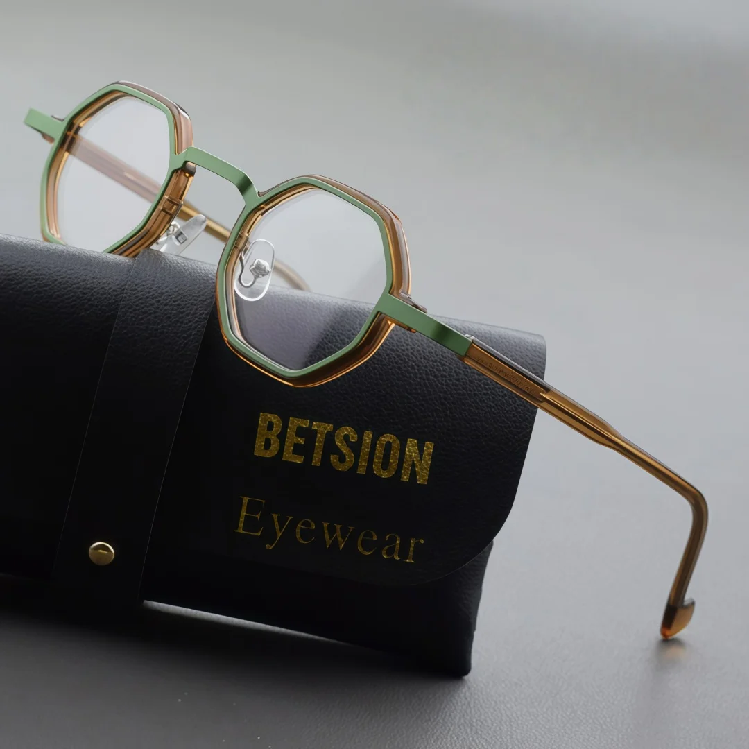 

BETSION Retro Vintage Acetate Eyeglasses Frames Trendy Reading Glasses Spectacles Men Women Daily Use #76913