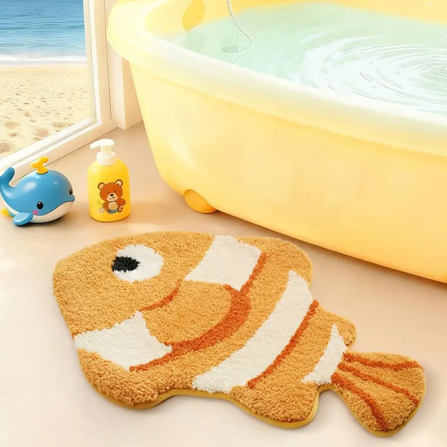 

Милые коврики для ванной с животными, плюшевые впитывающие коврики для ванной, нескользящие моющиеся коврики с противоскользящей основой, идеально подходят для душа, раковины, ванны.