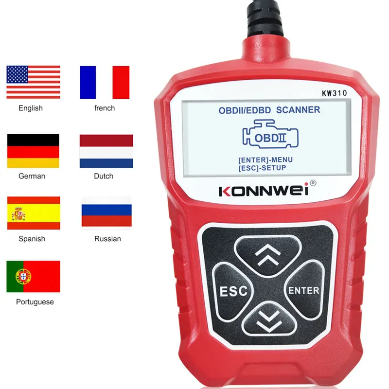 

KONNWEI KW310 Автомобили OBD2 Сканер Проверка света двигателя Чтение и четкий код неисправности EOBD OBD 2 ii Автоматические считыватели кодов Диагностические инструменты