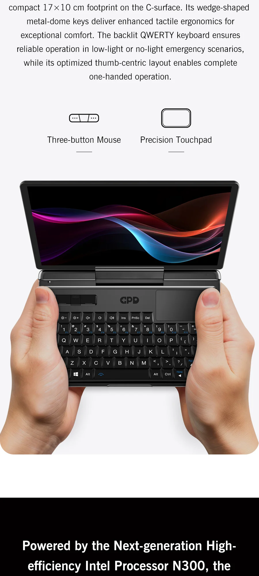 New 7-inch Screen Mini Laptop GPD MicroPC 2 Intel® Core™ I3-N250 16GB/512GB Portable Laptop Computer Notebook Windows 11