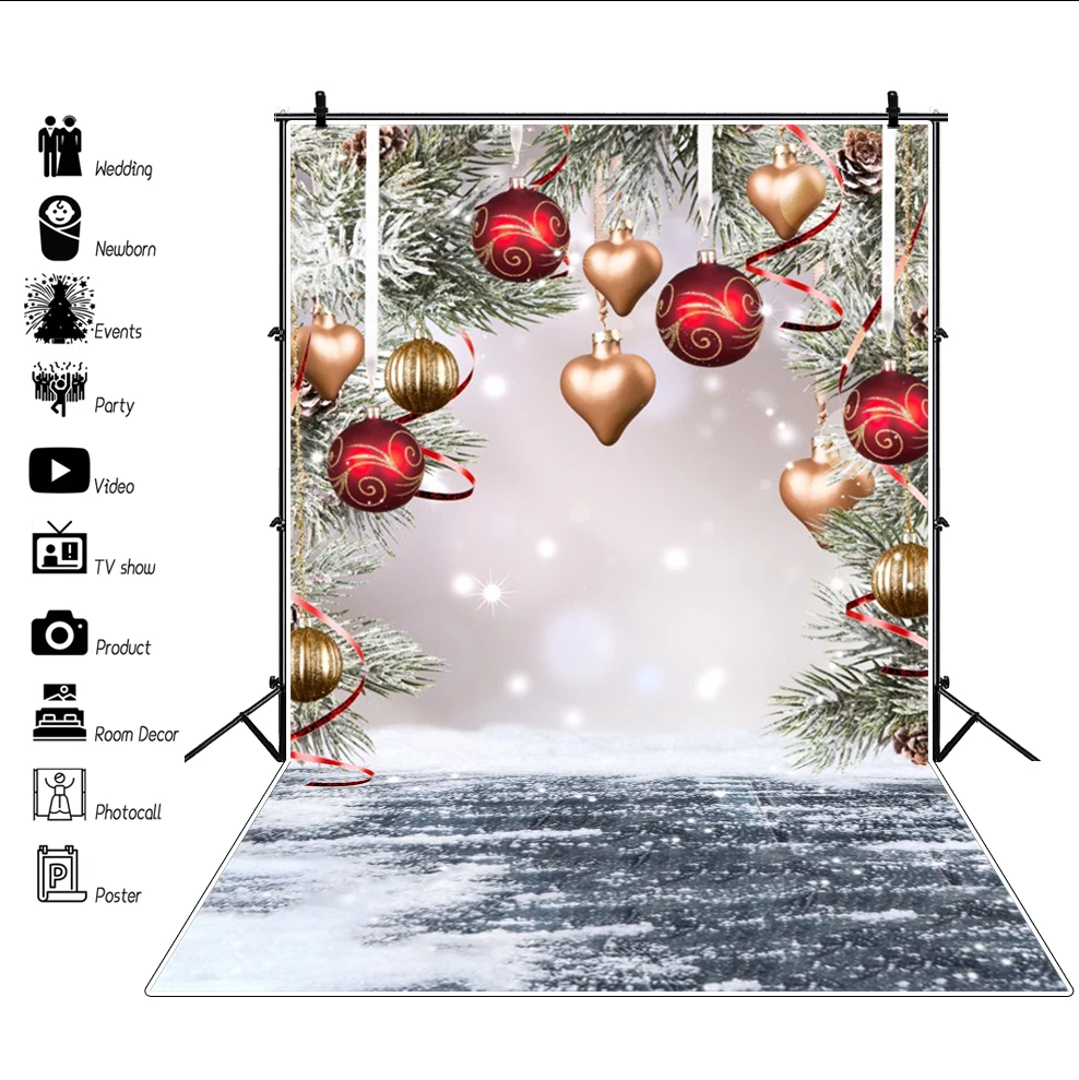 Winter Snow Forest Christmas Backdrop for Photography Xmas Tree Snowflake Natural Scene Baby Family Portrait Photo Background