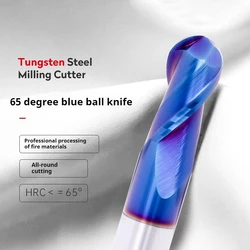 HRC65 HRC70 High Hardness Ball Nose End Mill Tungsten Carbide Cutter CNC Router Bit Milling Tool R0.5 6mm 8mm 10mm 12mm Metal